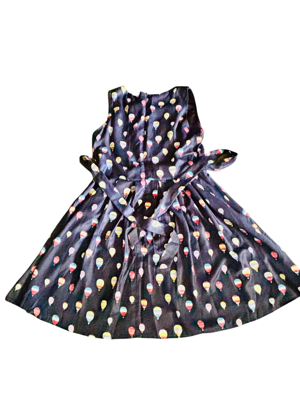 Women's L/XL Paper Plane London A Line Navy Hot Air Balloon Print Midi Dress - Picture 2 of 9